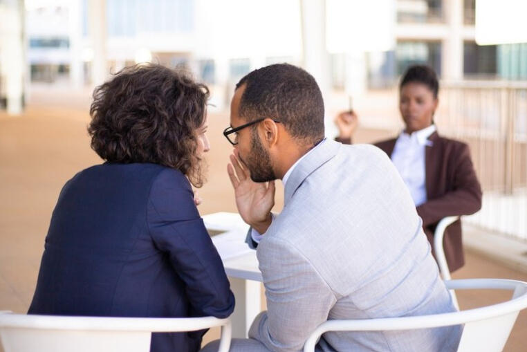 Advisor and executive in a confidential one-to-one meeting discussing critical business decisions.